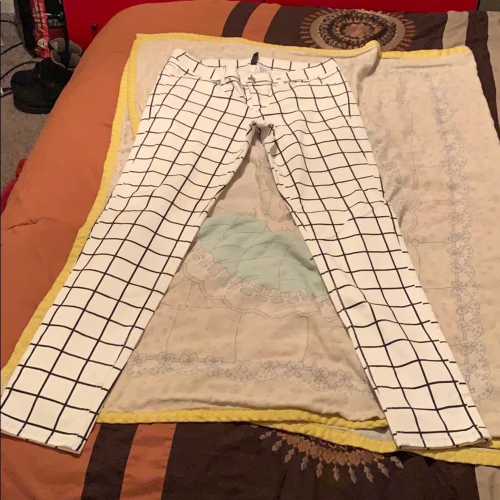 Black and white checker board pants